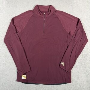 Tracksmith Shirt Mens Medium Maroon Red 1/4 Zip Pullover Performance Stretch *